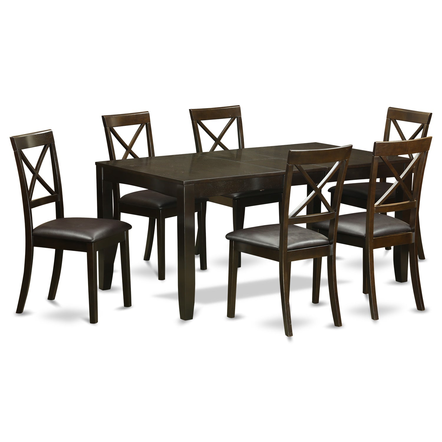 LYBO7-CAP-LC 7 PC Dining room set for 6-Dining Table with Leaf and 6 Dining Chairs