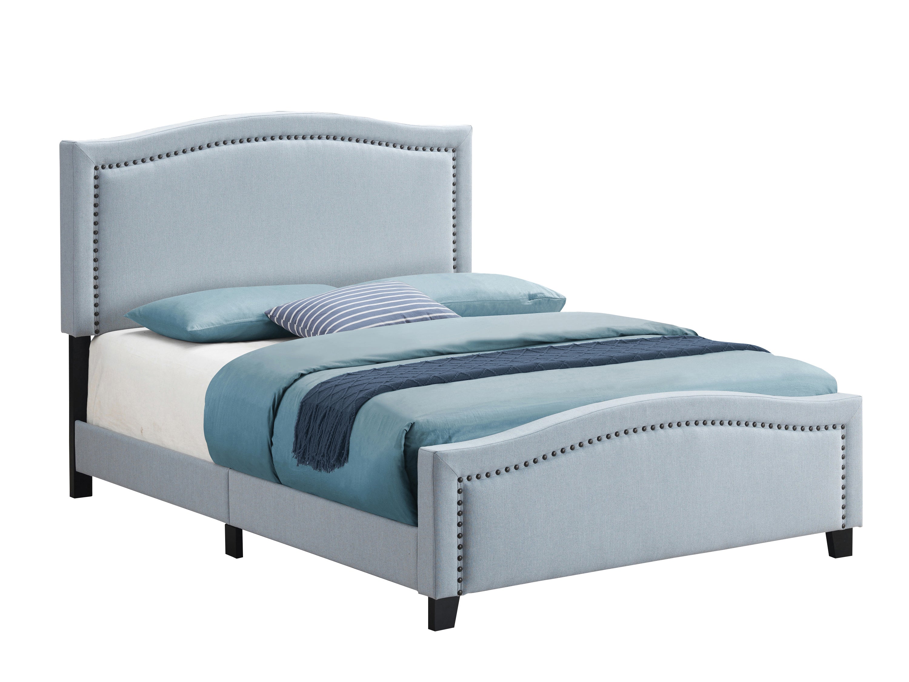 Hamden Queen Upholstered Panel Bed Delft Blue