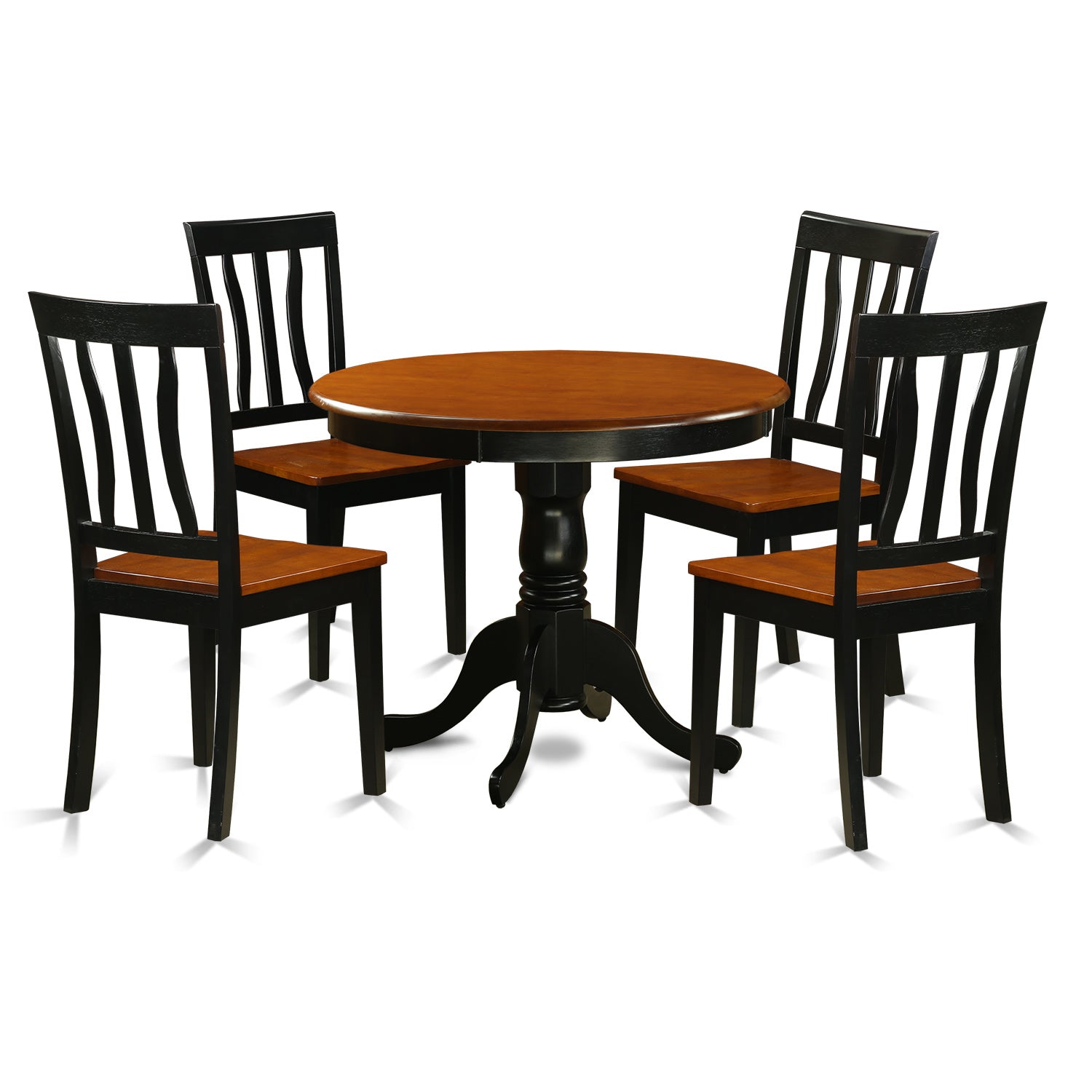 ANTI5-BLK-W Dining set - 5 Pcs with 4 Wood Chairs