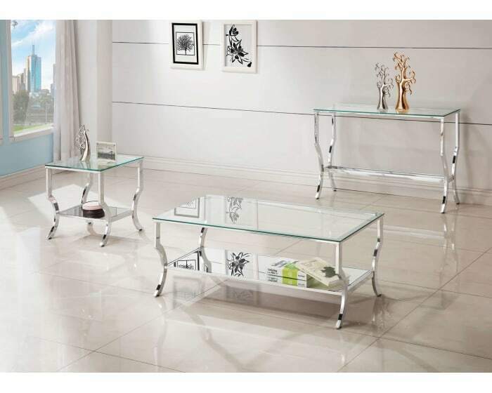 Coaster Modern Square End Table With Mirrored Shelf Chrome