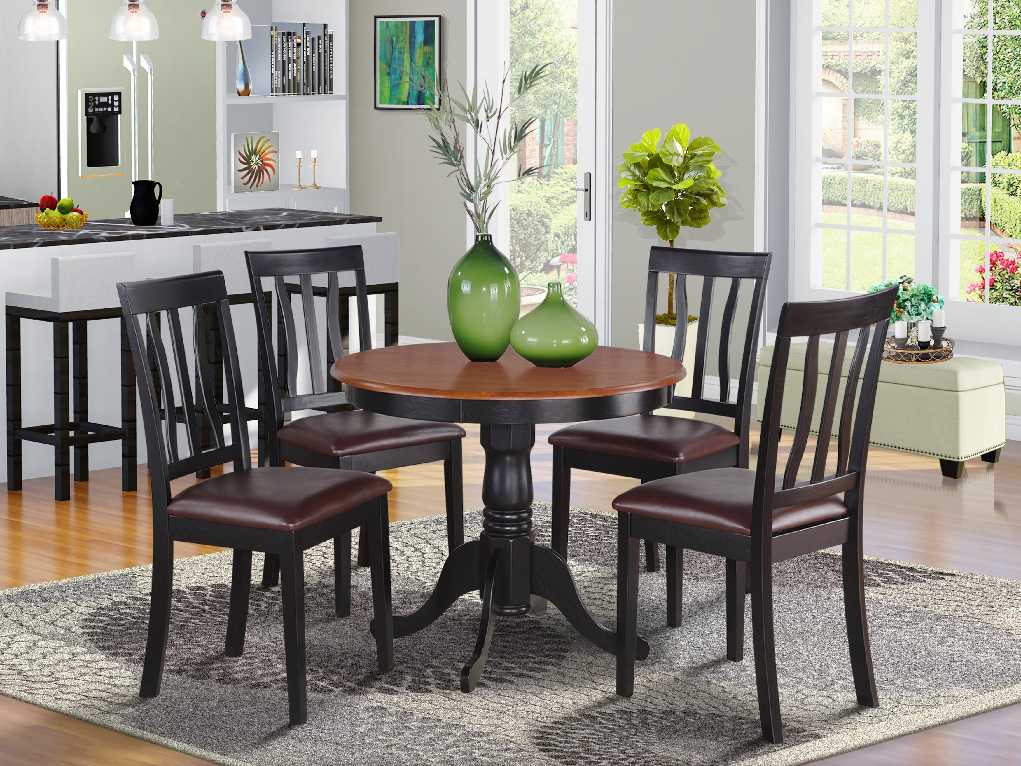 ANTI5-BLK-LC 5 PC Kitchen nook Dining set-small Table as well as 4 Kitchen Dining Chairs