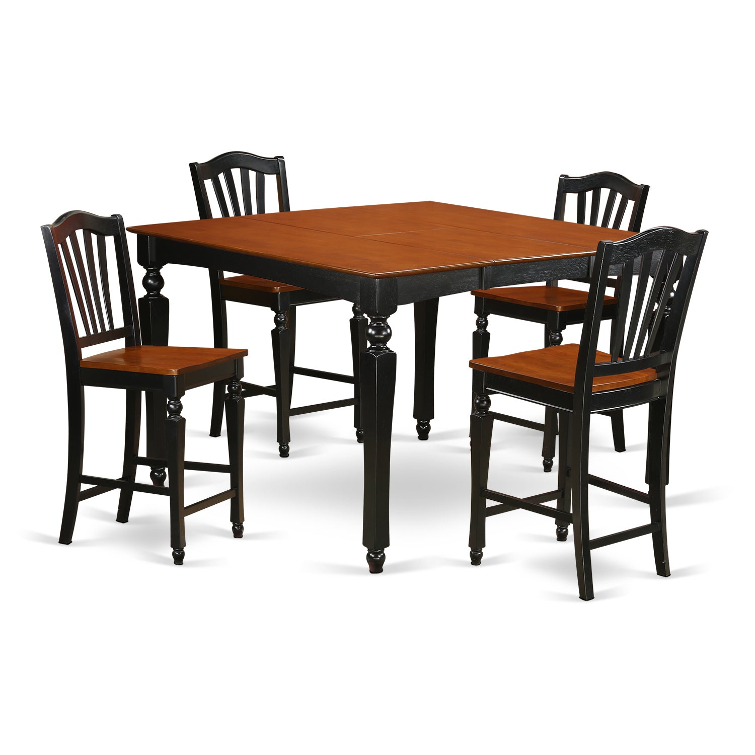 CHEL5-BLK-W 5 Pc counter height Dining set-Square Counter height Table and 4 Stools