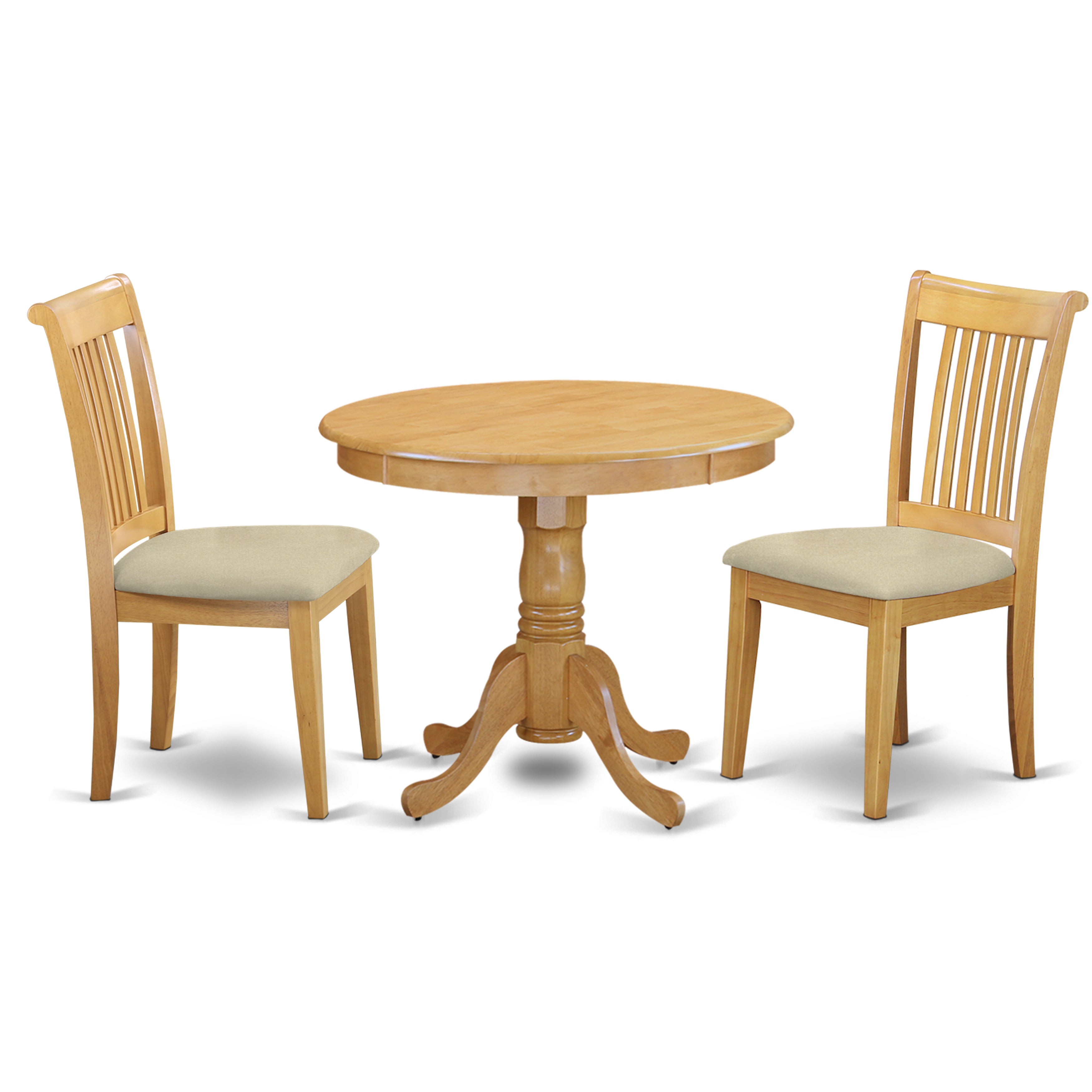 ANPO3-OAK-C 3 Pc Kitchen table set with a Dining Table and 2 Kitchen Chairs in Oak