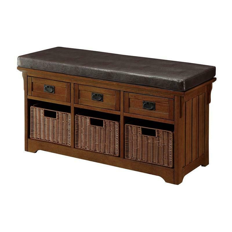 3-Drawer Upholstered Entryway Accent Storage Bench Brown 42"