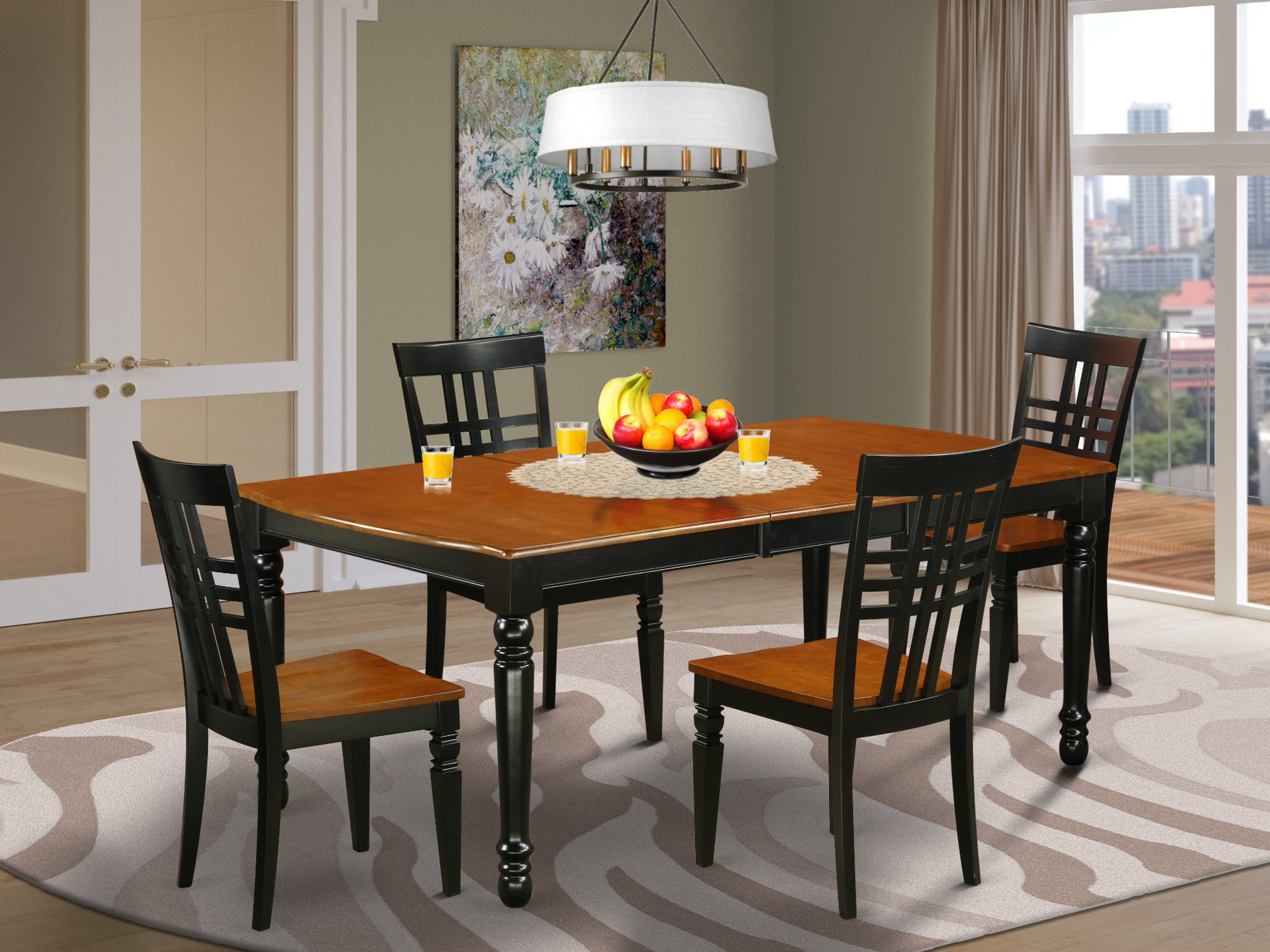 DOLG5-BCH-W 5 PC Tables and chair set with 1 Dover table and 4 chairs in a Black and Cherry Finish