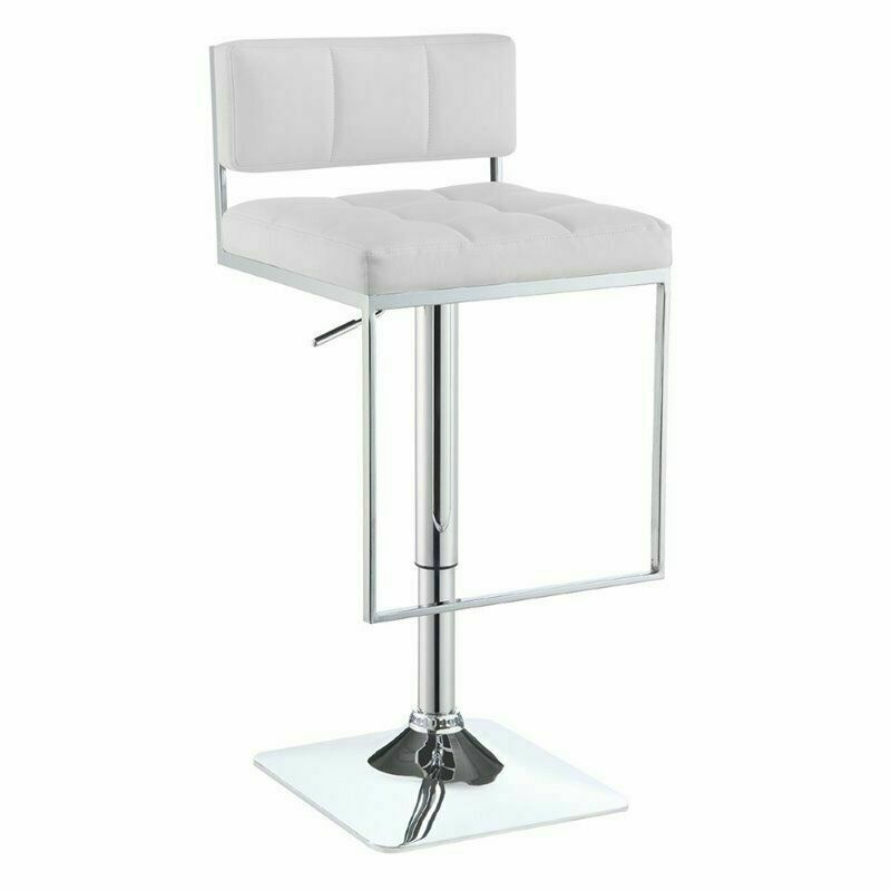 Modern Adjustable Bar Stool White And Chrome 100193