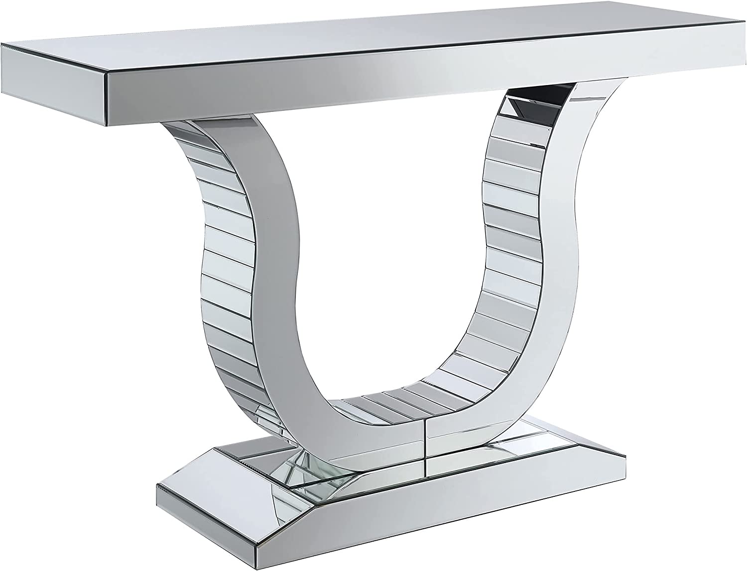 Saanvi Console Table With U-Shaped Base Clear Mirror