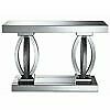 Contemporary Avonlea Rectangular Shelf Clear Mirrored Console Sofa Table Silver