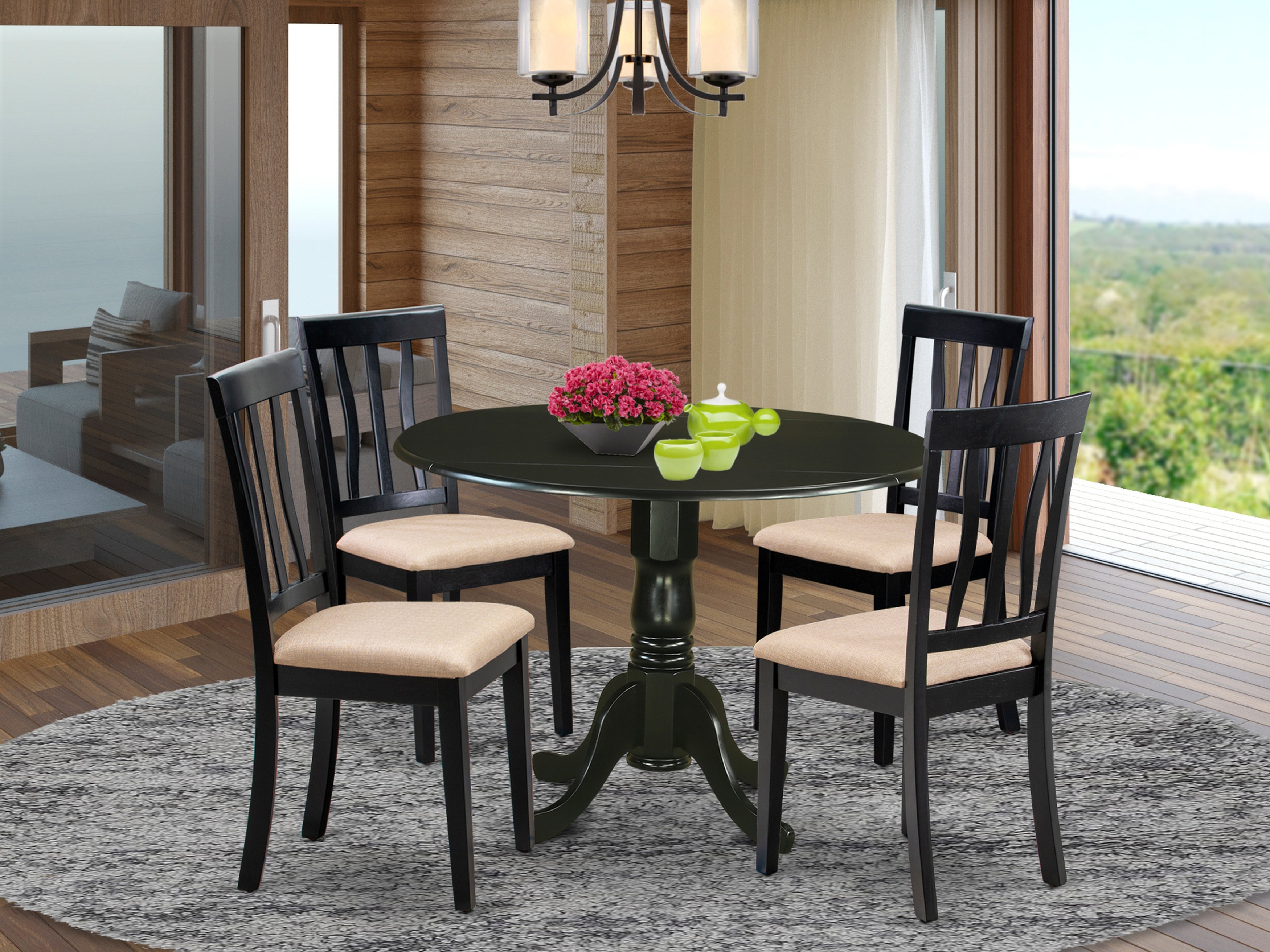 DLAN5-BLK-C 5 PC Table set - Dining Table and 4 Kitchen Dining Chairs