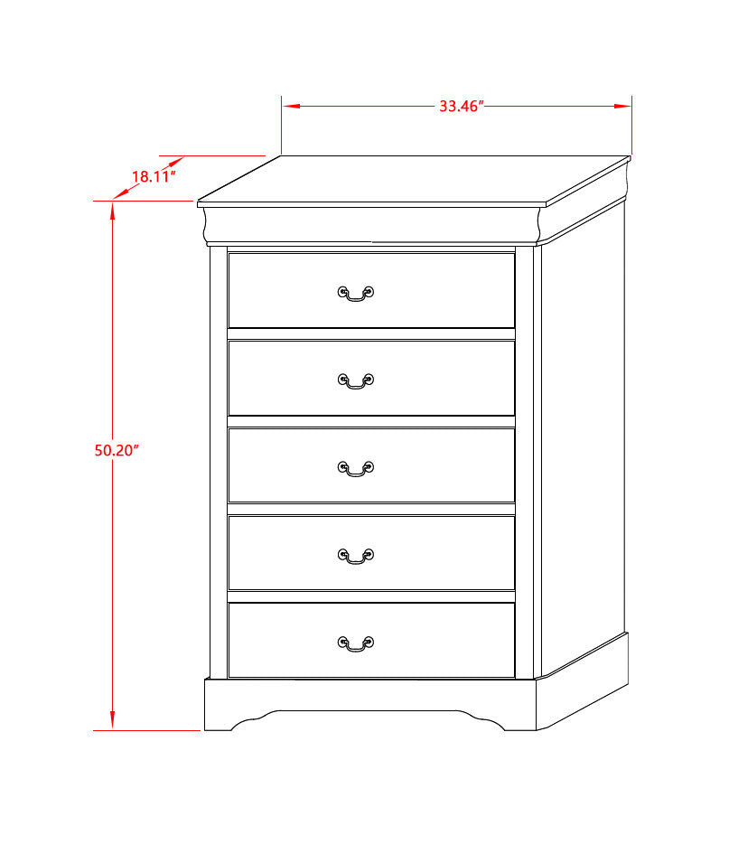 LPC-03 Louis Philippe Chest in Walnut Finish