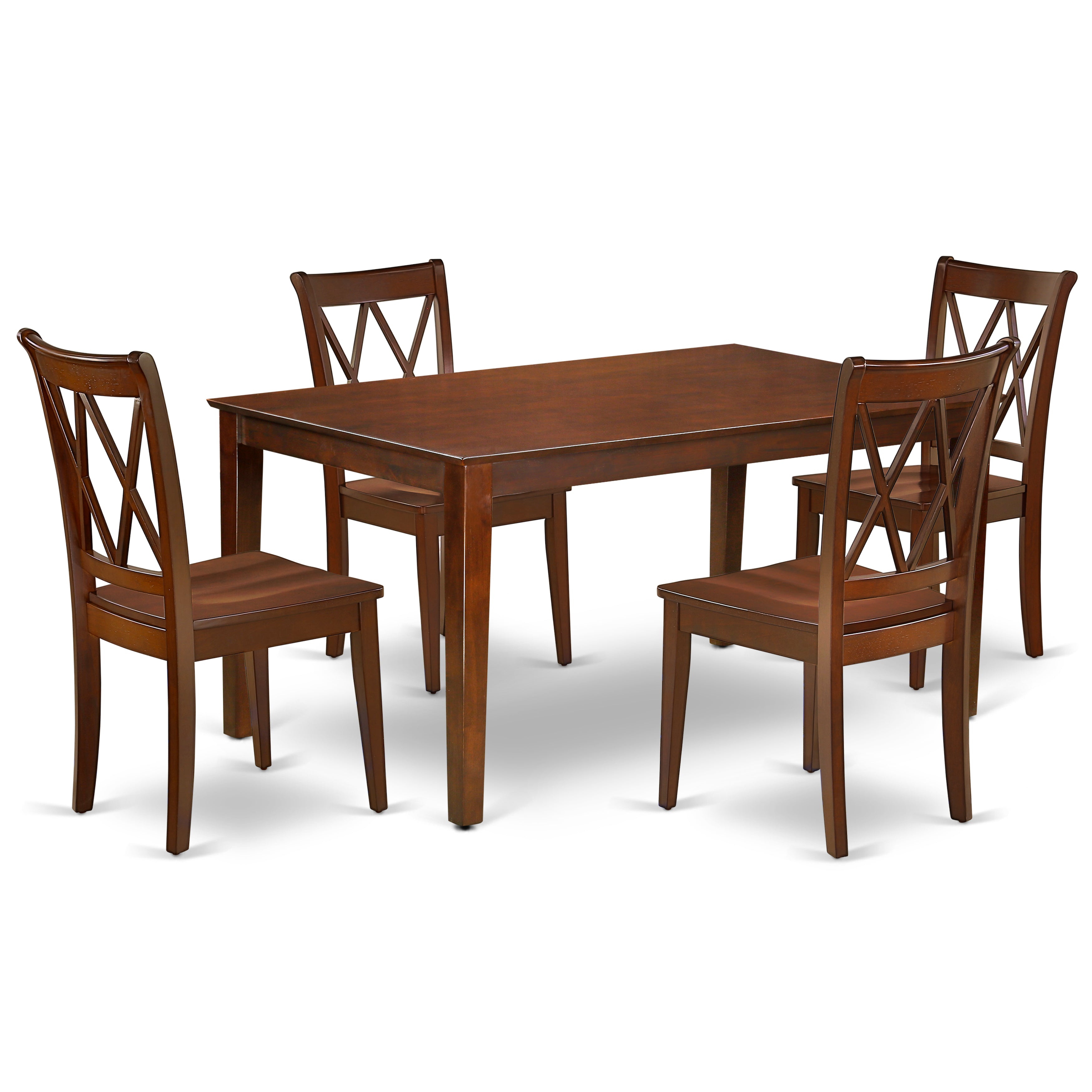 CACL5-MAH-W 5PC Rectangular 60 inch Table and 4 Double X back Chairs