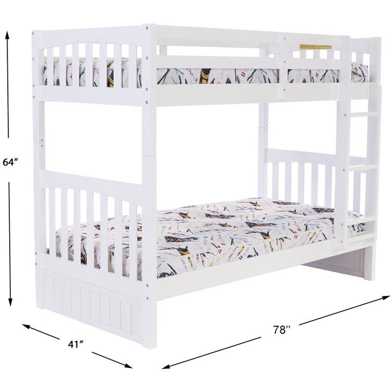 Twin Over Twin Mission Bunkbed in White