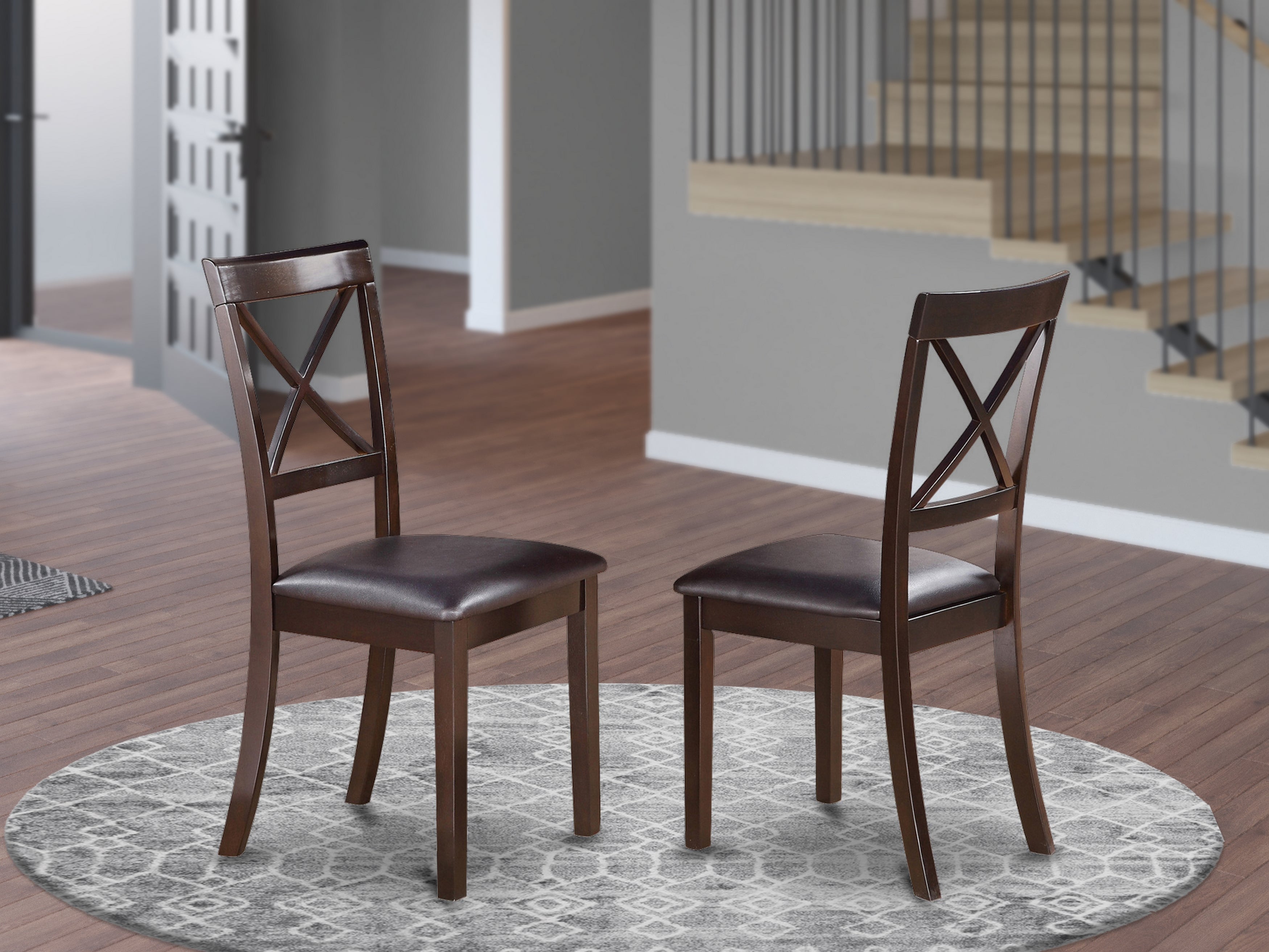 BOC-CAP-LC Boston X-Back Chair for dining room with Faux Leather Upholstered Seat