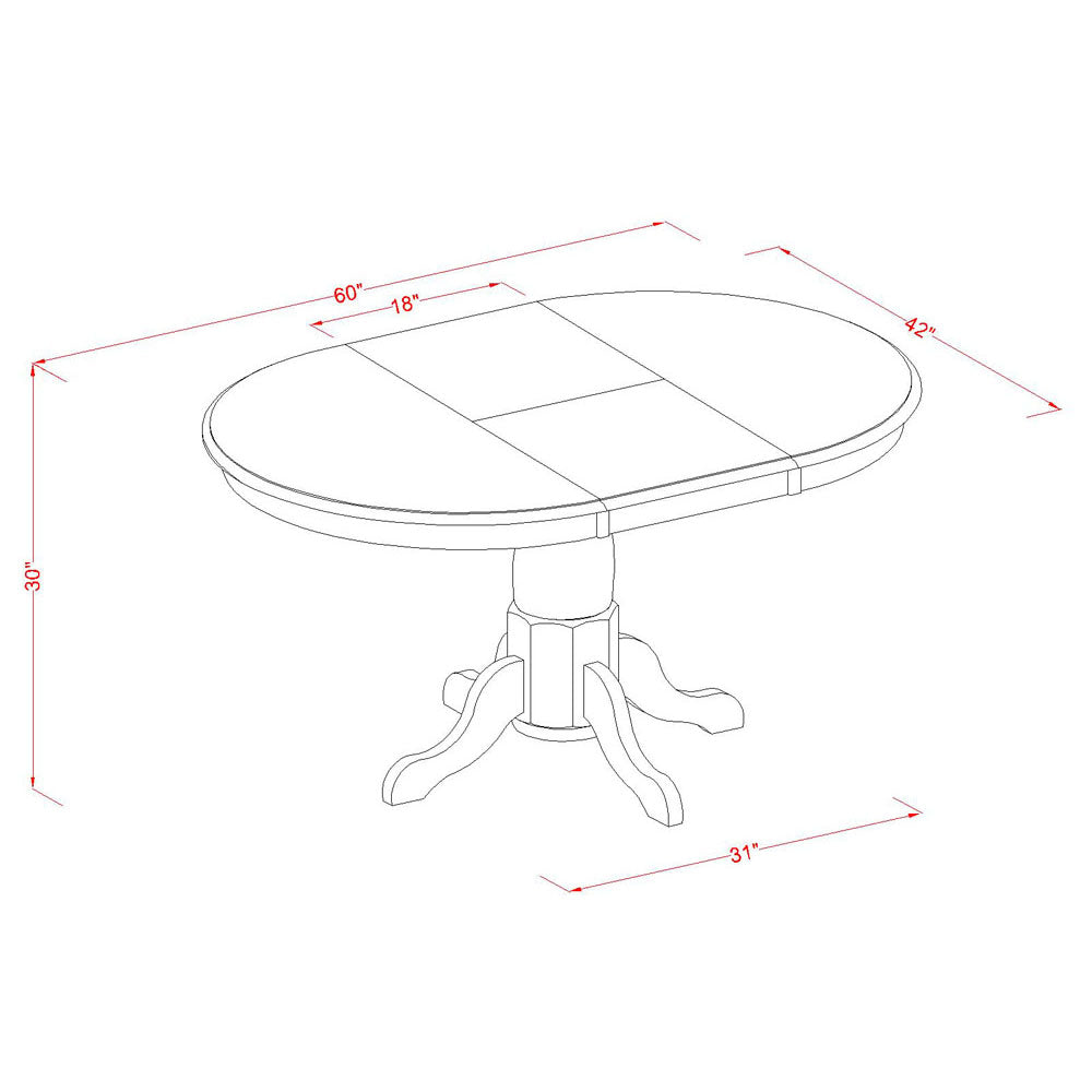 PONA7-SBR-C 7 Pc Dining room set-and Oval Dining Table with Leaf and 6 Dining Chairs