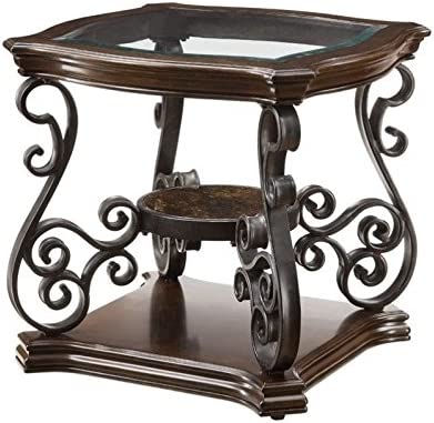 Coaster Sir Rawlinson End Table Deep Merlot And Clear with Tempered Glass