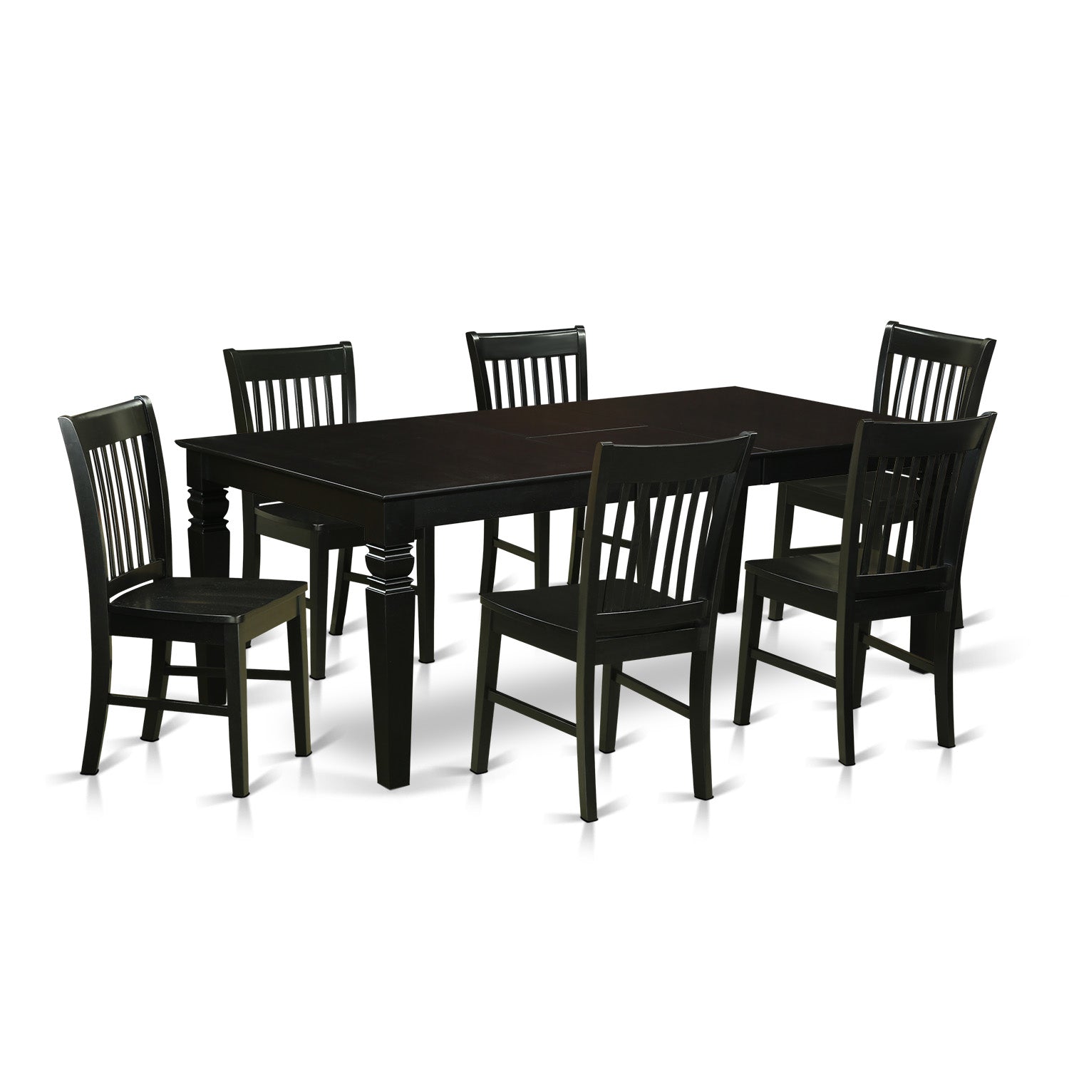 LGNO7-BLK-W 7 Pc Dining Room set with a Dining Table and 6 Wood Dining Chairs in Black