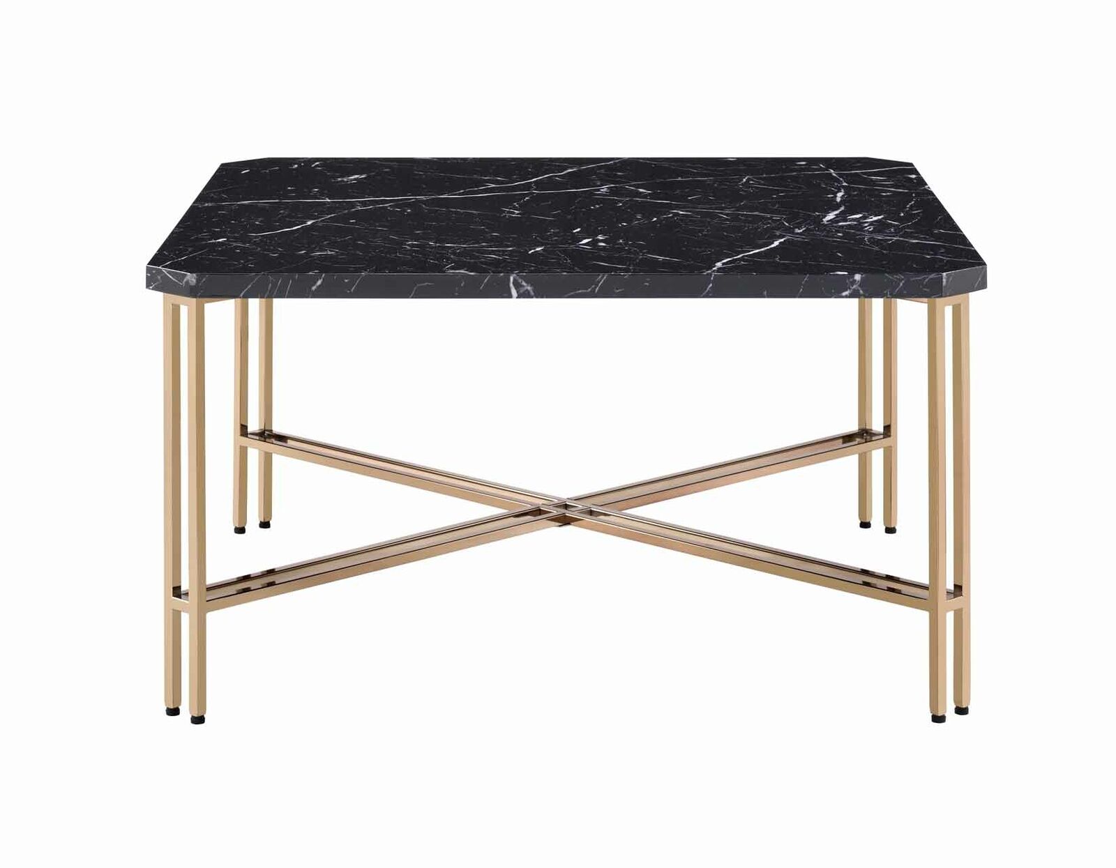 Daxton Black And Gold Faux-Marble Top Square Occasional Cocktail Table