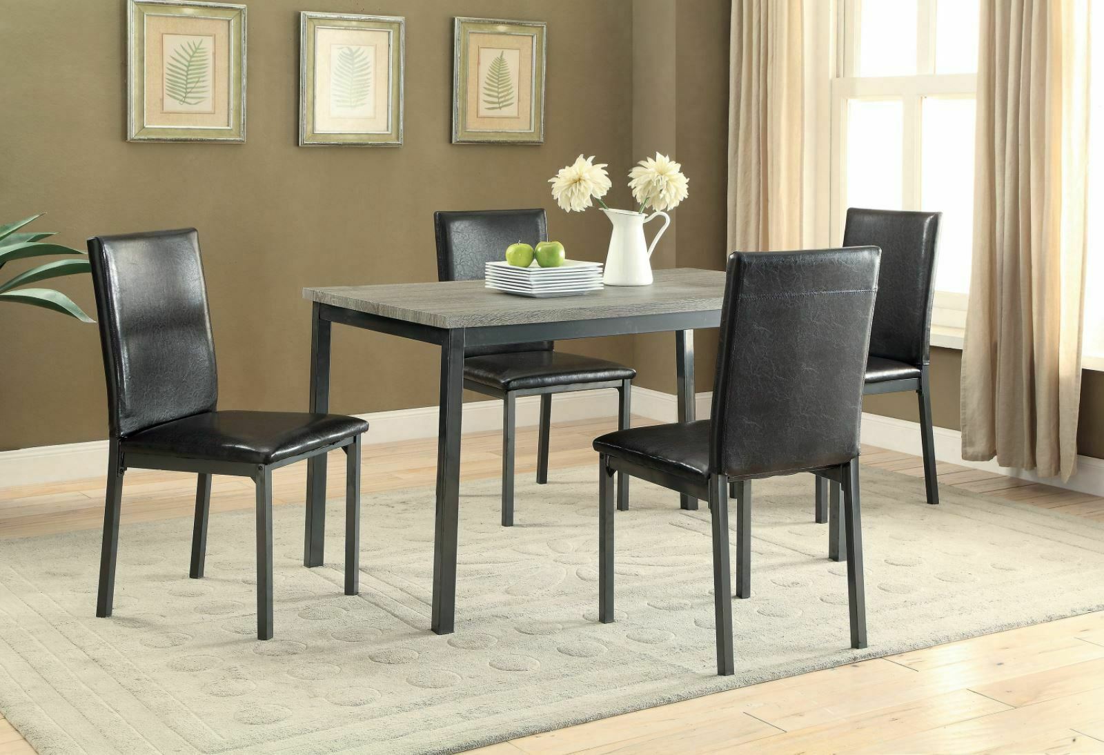 Garza Mid Century Style Upholstered Casual Dining Chairs Black (Set Of 2)