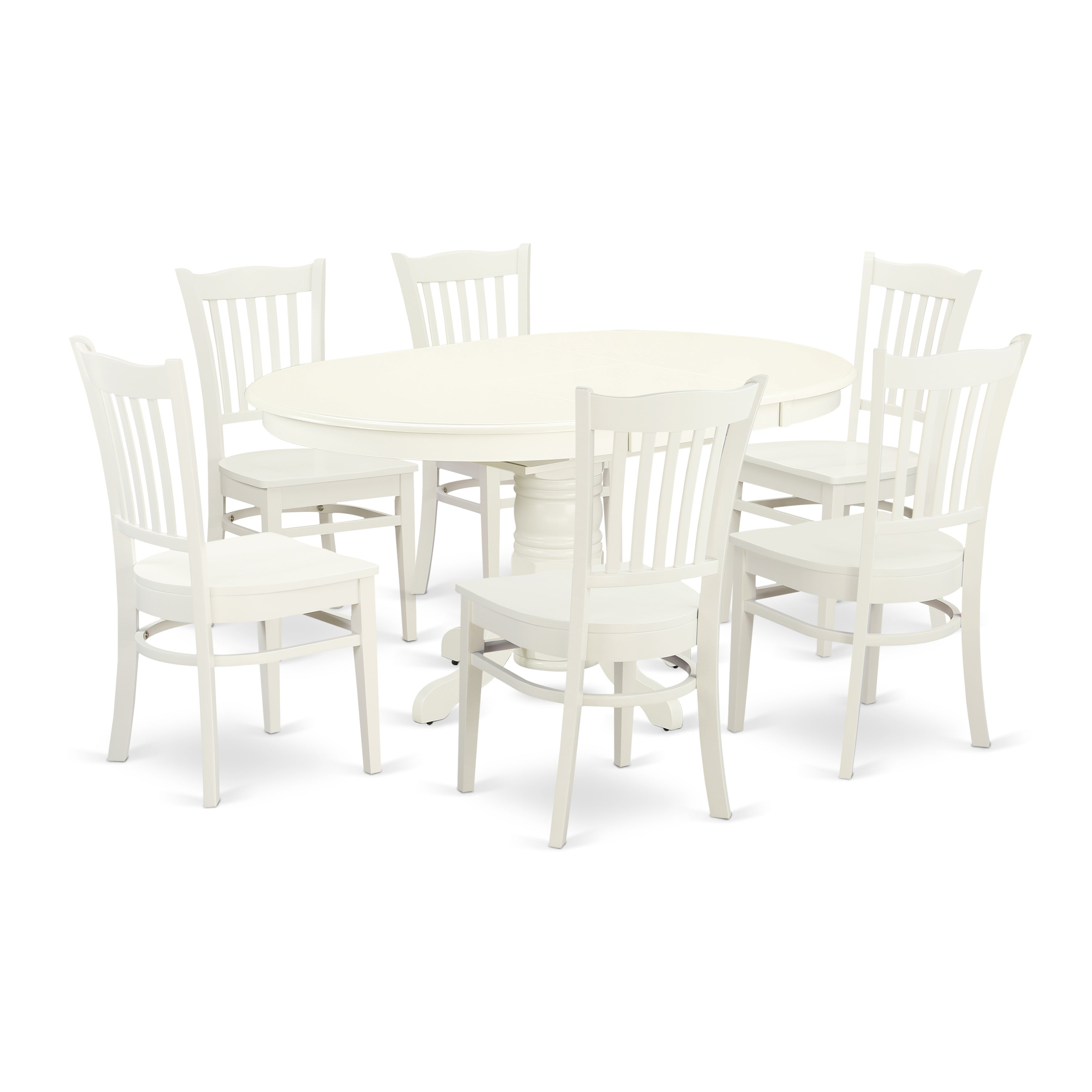 AVGR7-LWH-W 7 Pc Dining set with a Kitchen Table and 6 Wood Seat Kitchen Chairs in Linen White