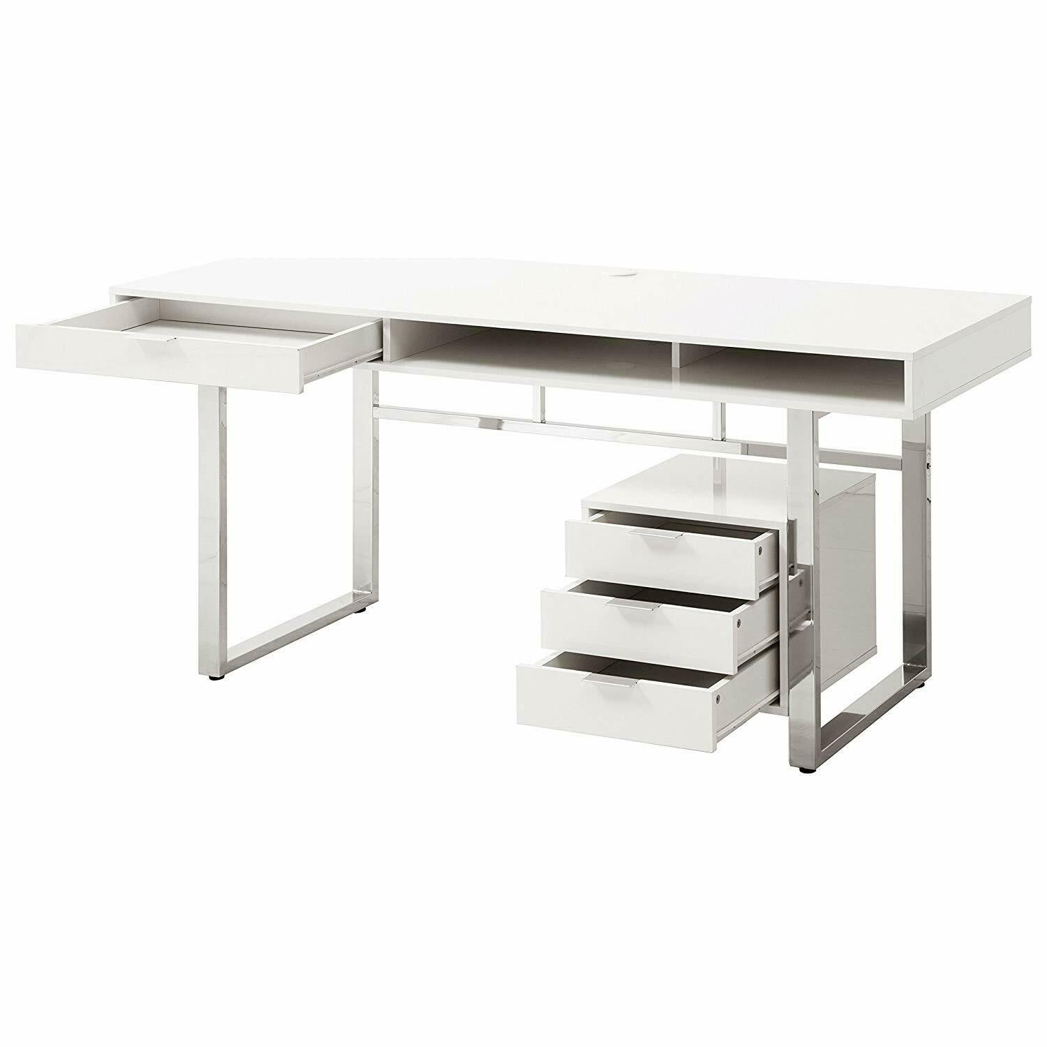 Coaster Company Whitman Contemporary Writing Desk in Glossy White Finish