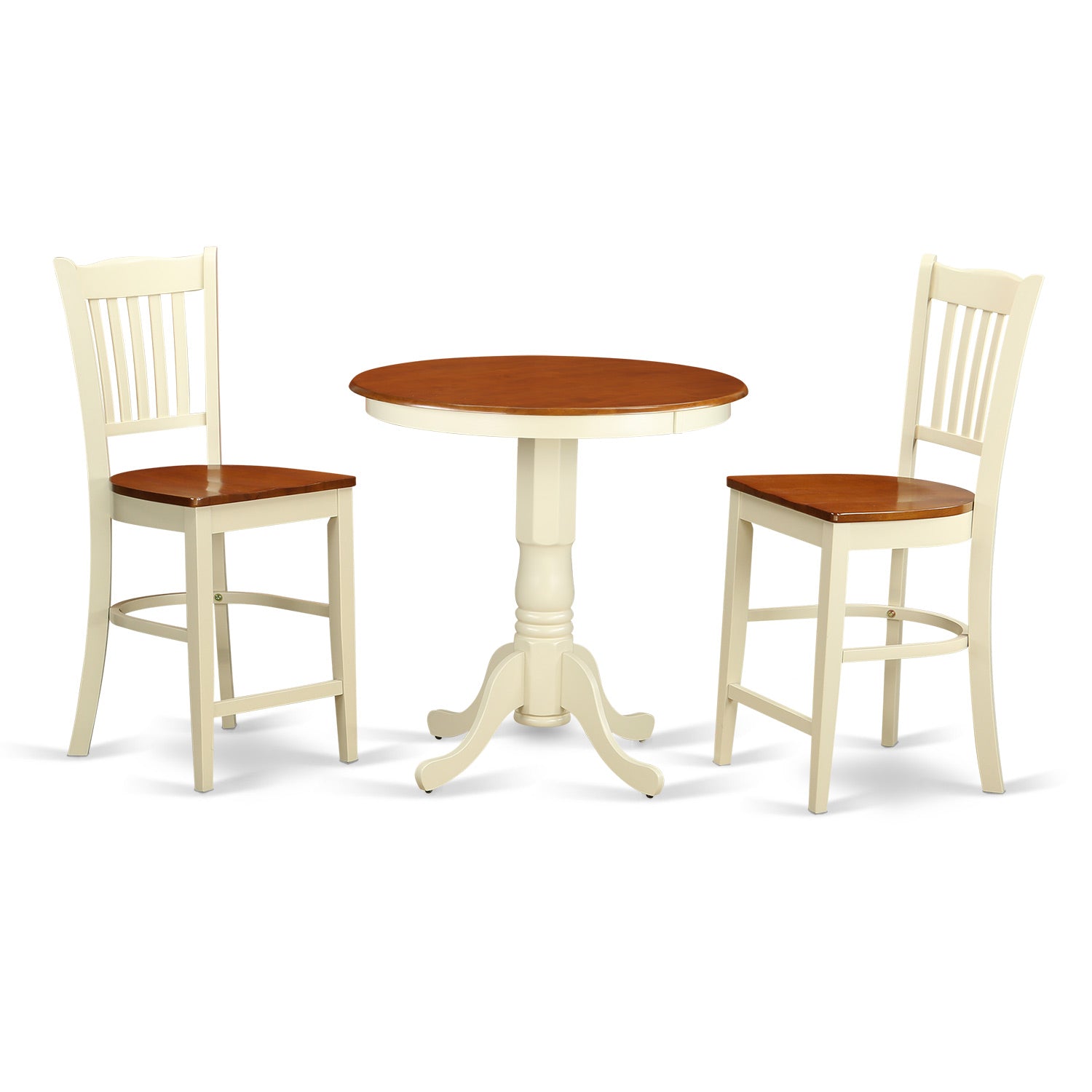 EDGR3-WHI-W 3 Pc counter height Dining room set - high top Table and 2 Dining chair.