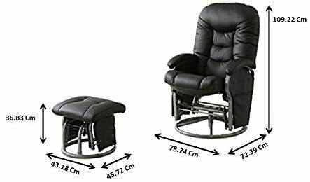 Coaster Leatherette Swivel Push-Back Glider Recliner With Ottoman Black