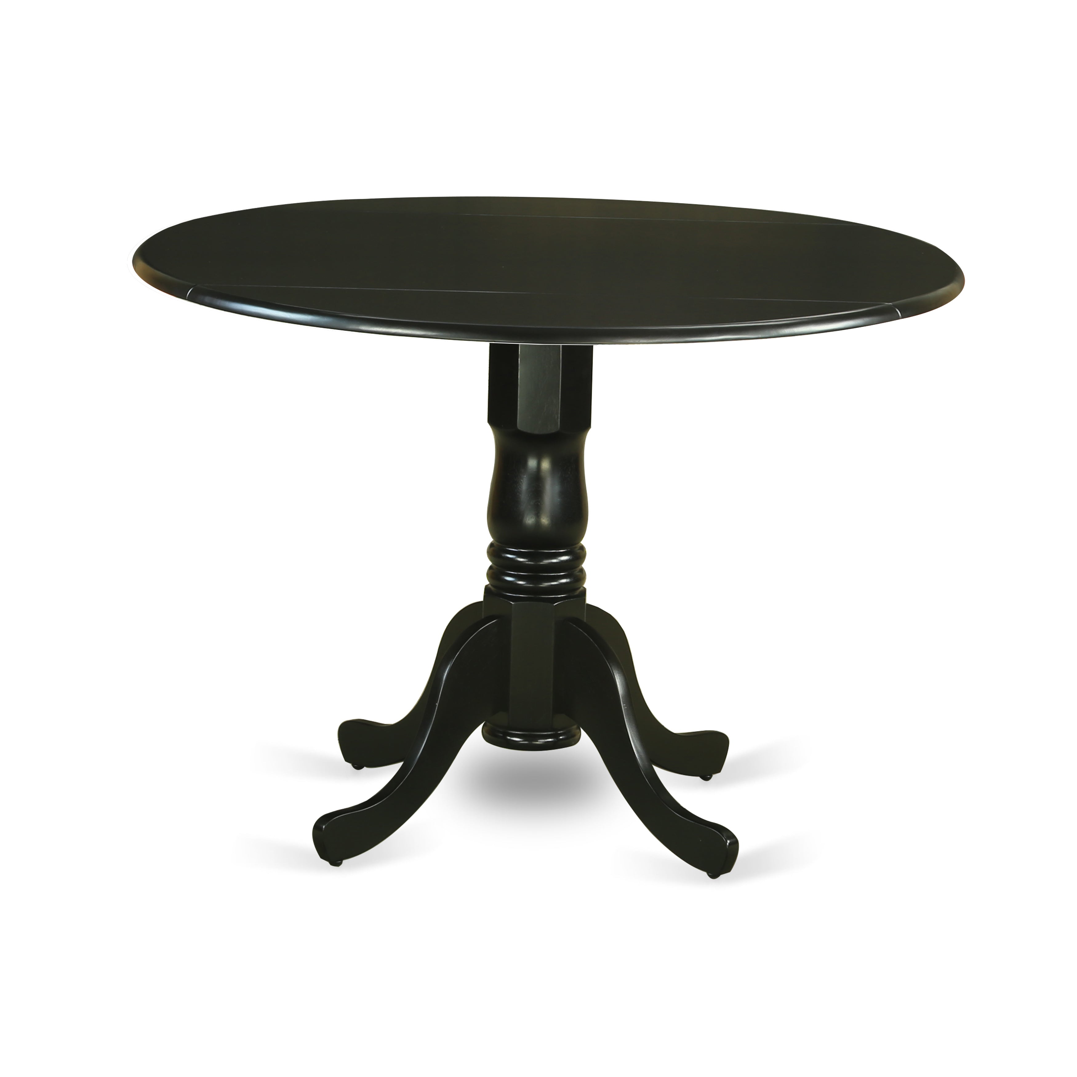 DLAB3-BLK-73 3Pc Round 42" Dining Room Table With Two 9-Inch Drop Leaves And 2 Parson Chair With Black Leg And Pu Leather Color Eggnog