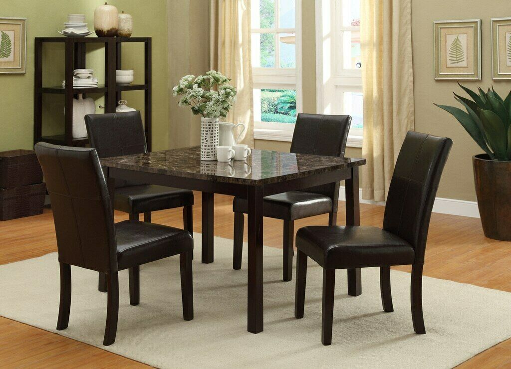 Pompeii Leatherette Upholstered Side Dining Chair Espresso Set of 2