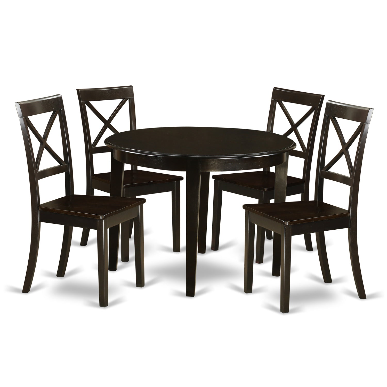 BOST5-CAP-W 5 Pc small Kitchen Table set-round Table and 4 Kitchen Chairs