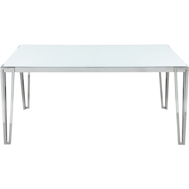 Pauline Rectangular Dining Table With Metal Leg White And Chrome