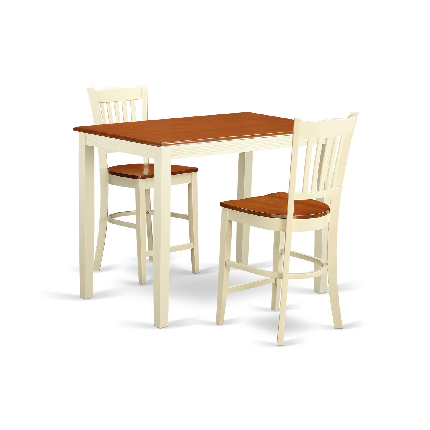 3 Pc Counter Height Dining Table and 2 Kitchen Chairs In Buttermilk