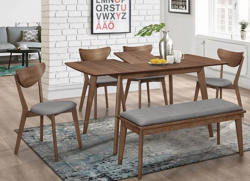 Alfredo Upholstered Dining Chairs Grey and Natural Walnut (Set of 2)