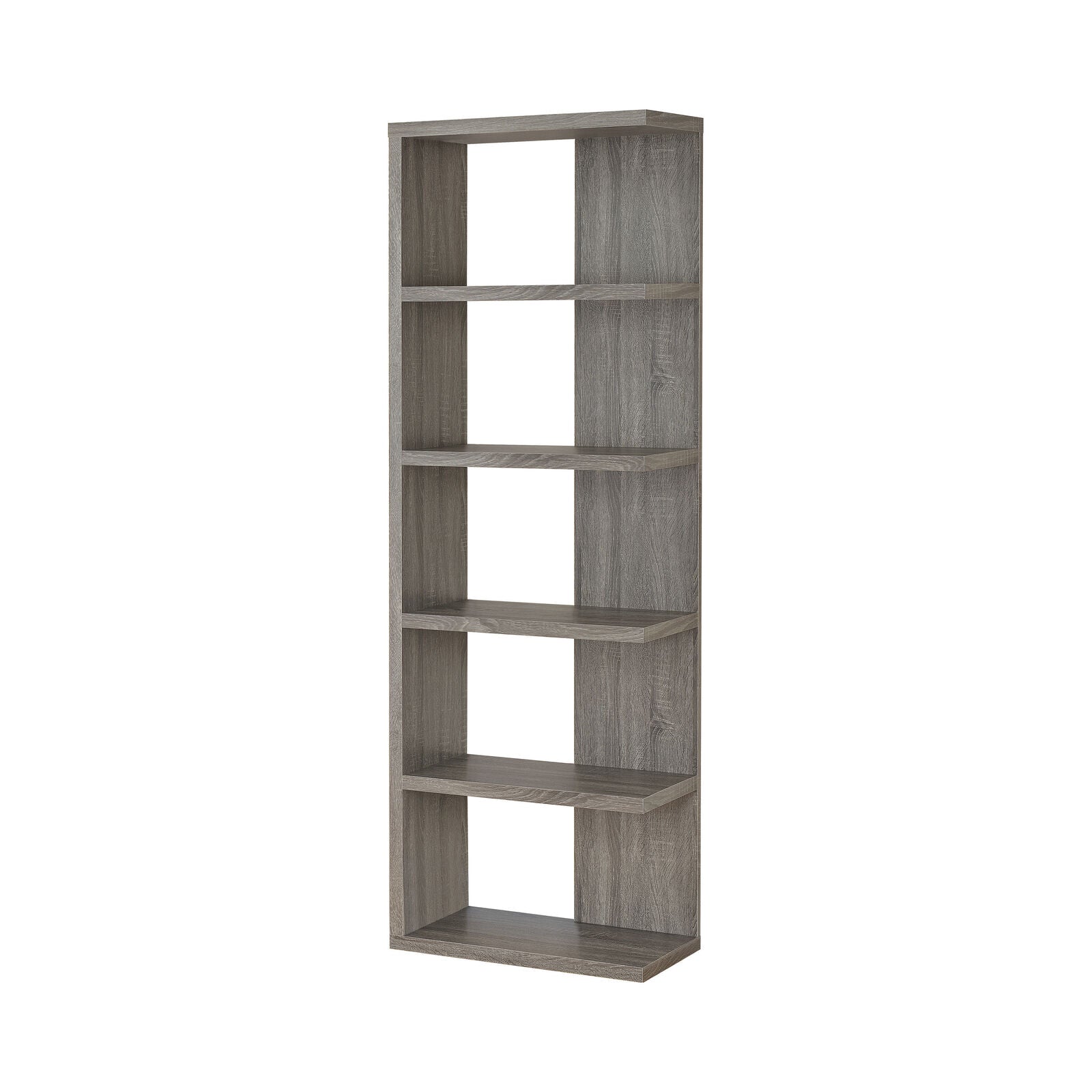 Coaster 5-Tier Semi-Backless Bookcase Shelf Weathered Grey Gray 800553