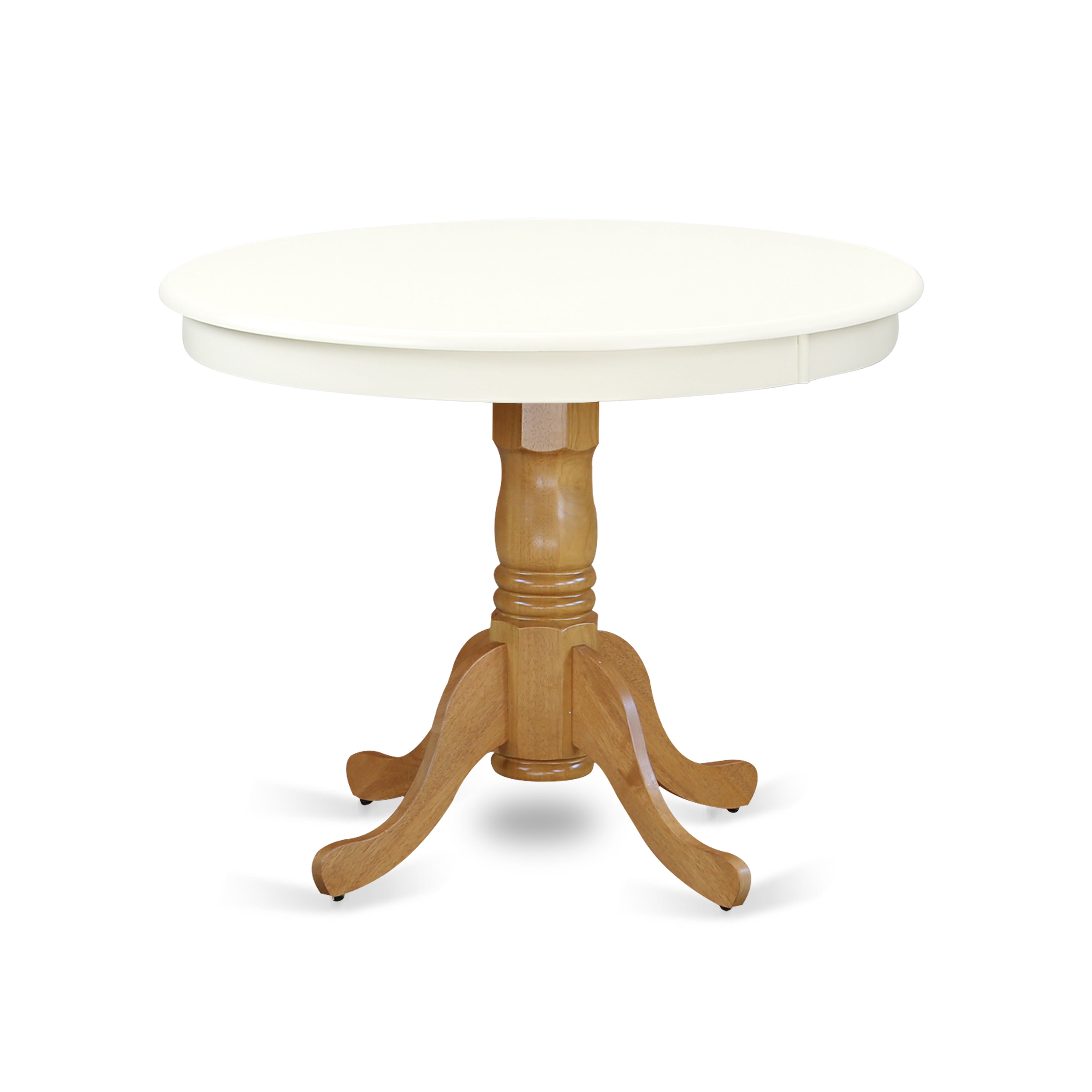 ANT-LOK-TP Antique Table 36" Round with Linen White and Oak Finish