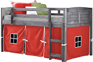 Donco Kids Louver Wood Loft Bed Twin, Antique Gray