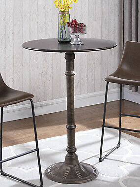 French Bistro Style Cast Iron Round Bar Table Dark Russet And Antique Bronze