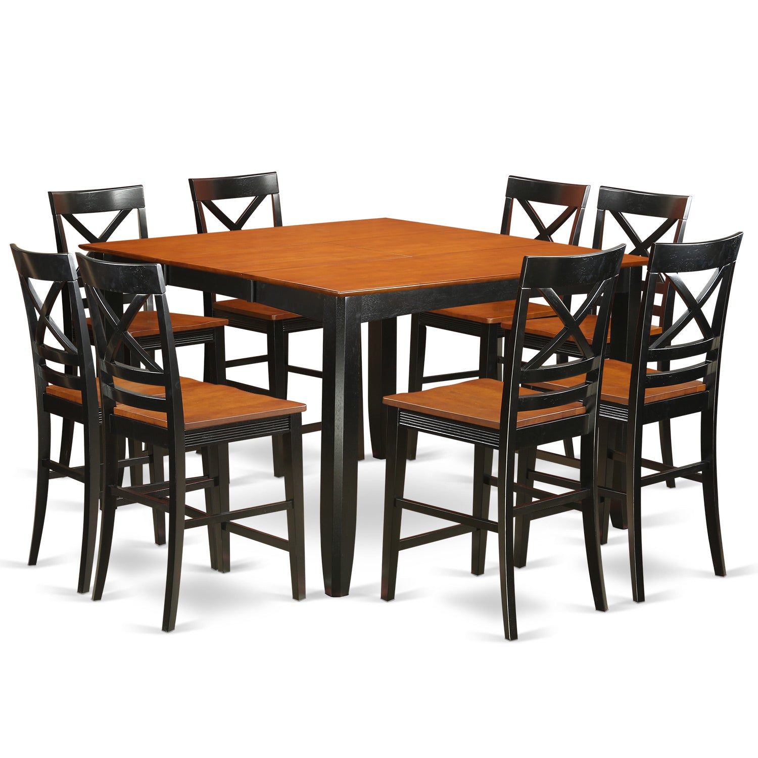 FAQU9H-BLK-W 9 Pc counter height Dining set - Kitchen Table and 8 bar stools.