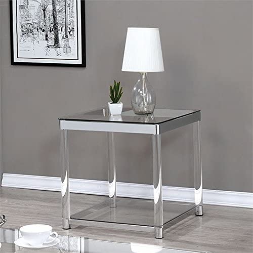 Claude End Table with Lower Shelf Chrome and Clear
