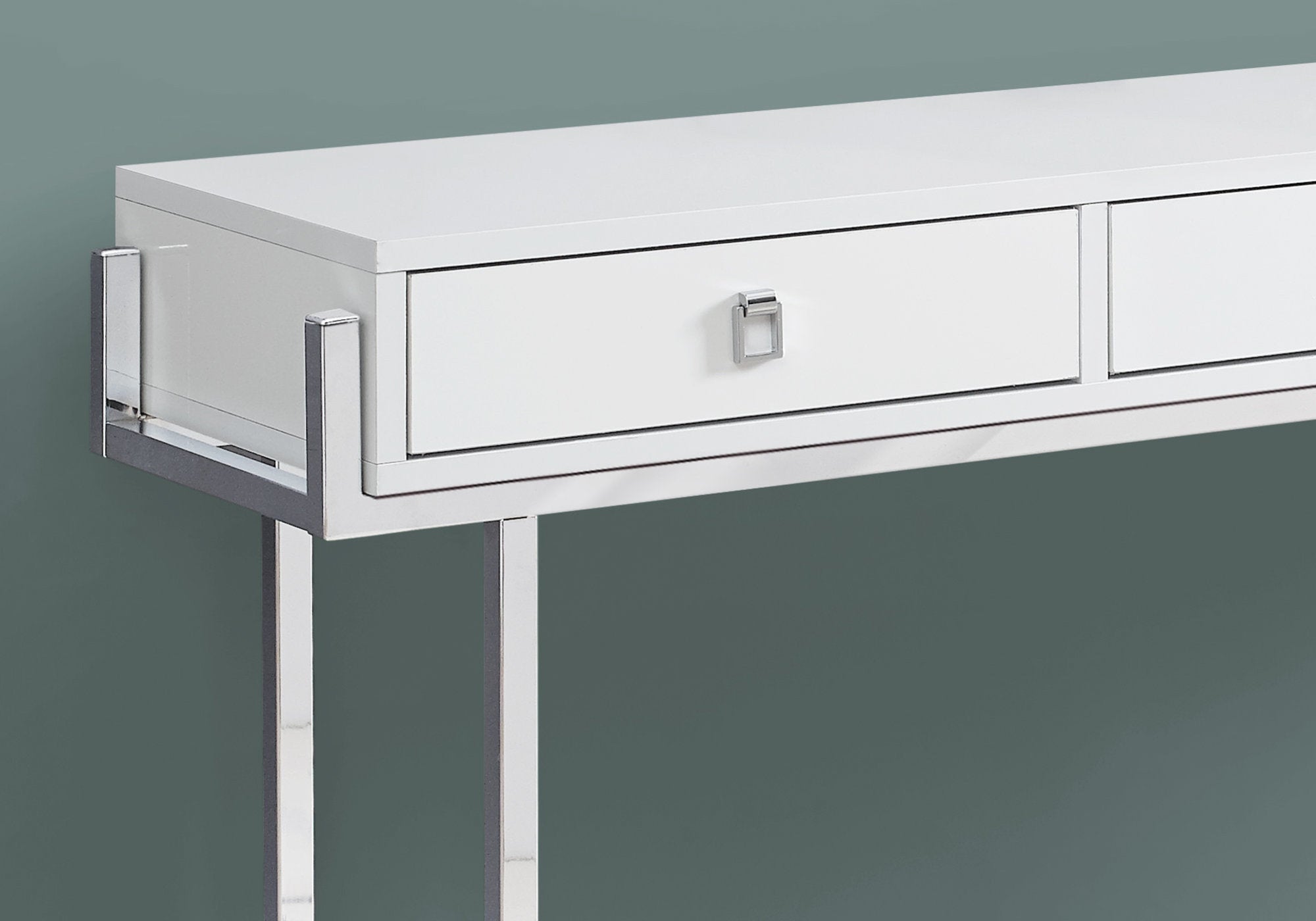 Modern Narrow Accent Sofa Console Table in Glossy White