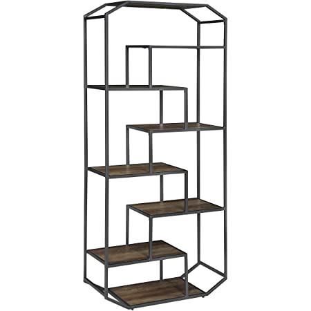 6-Shelf Bookcase Rustic Brown And Dark Grey