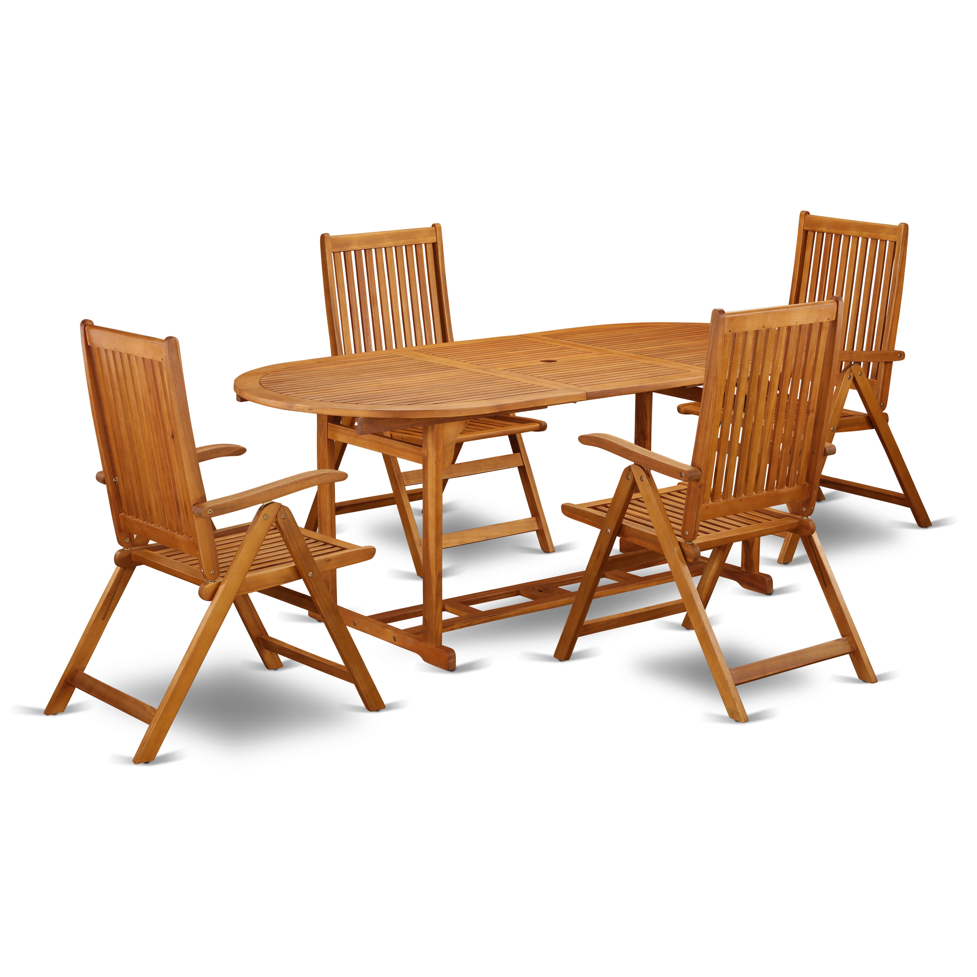 BSCN5NC5N This 5 Pc Acacia Wooden Patio Dining Sets includes one particular Outdoor-Furniture table and 4 chairs