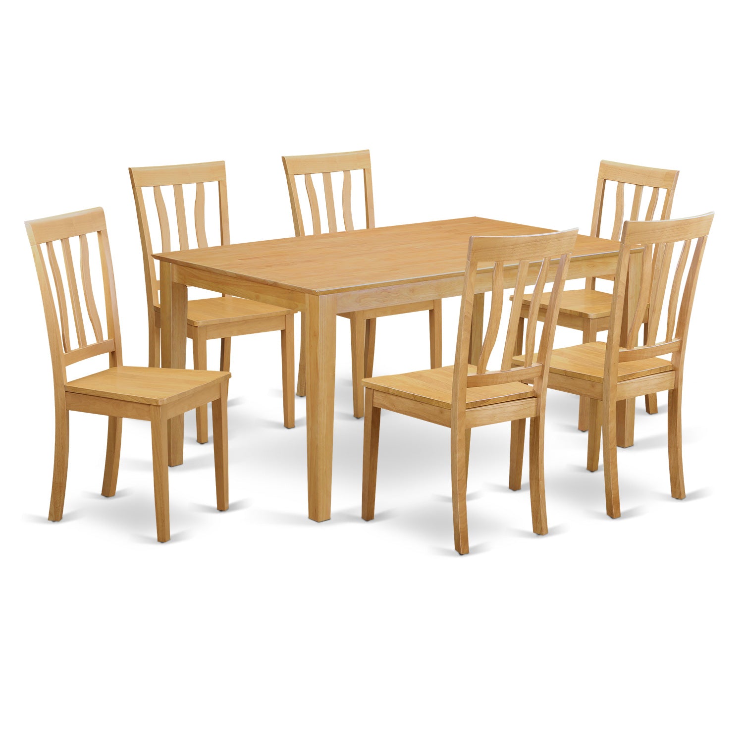 CAAN7-OAK-W 7 Pc Kitchen Table set - Kitchen dinette Table and 6 Kitchen Chairs