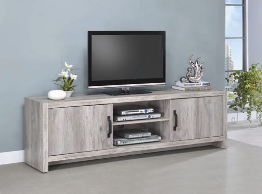 Coaster Modern 2-Door TV Console Grey Driftwood