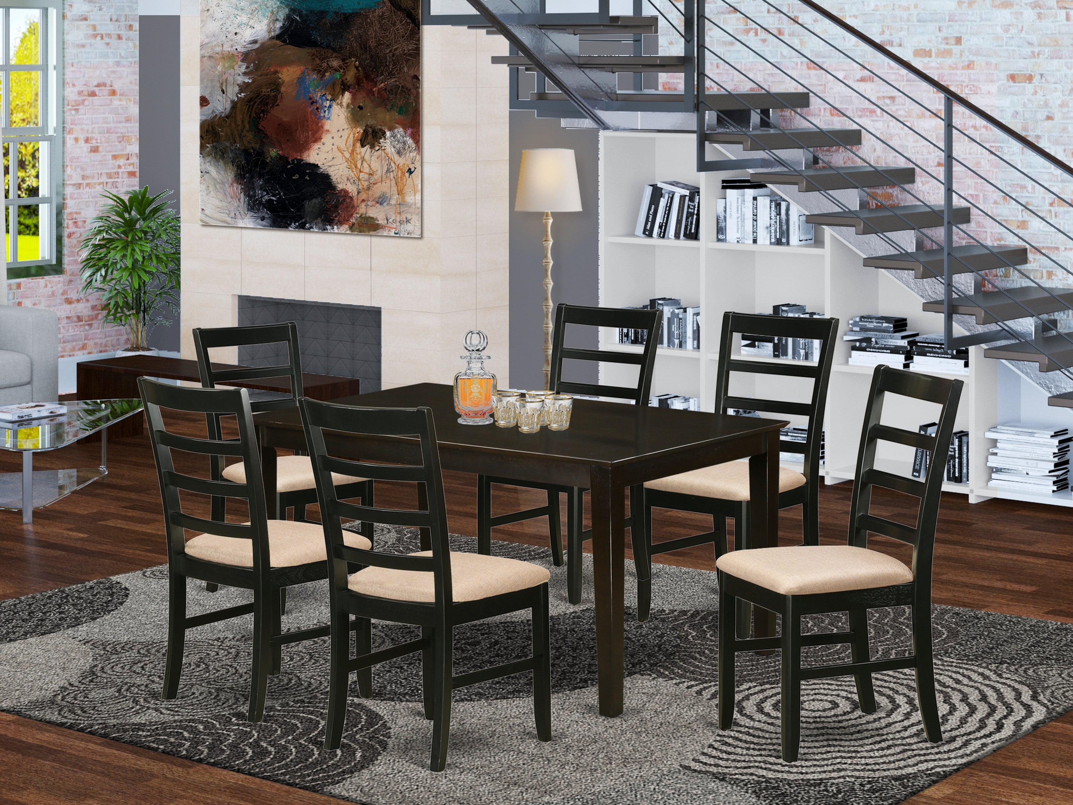 CAPF7-CAP-C 7 PC Dining room set for 6-Table and 6 Chairs for Dining room