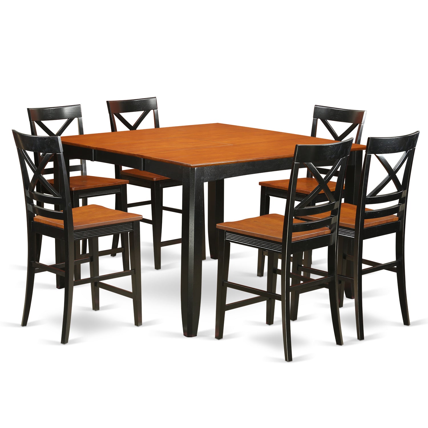 FAQU7H-BLK-W 7 Pc counter height Dining room set - Dining Table and 6 Kitchen bar stool.