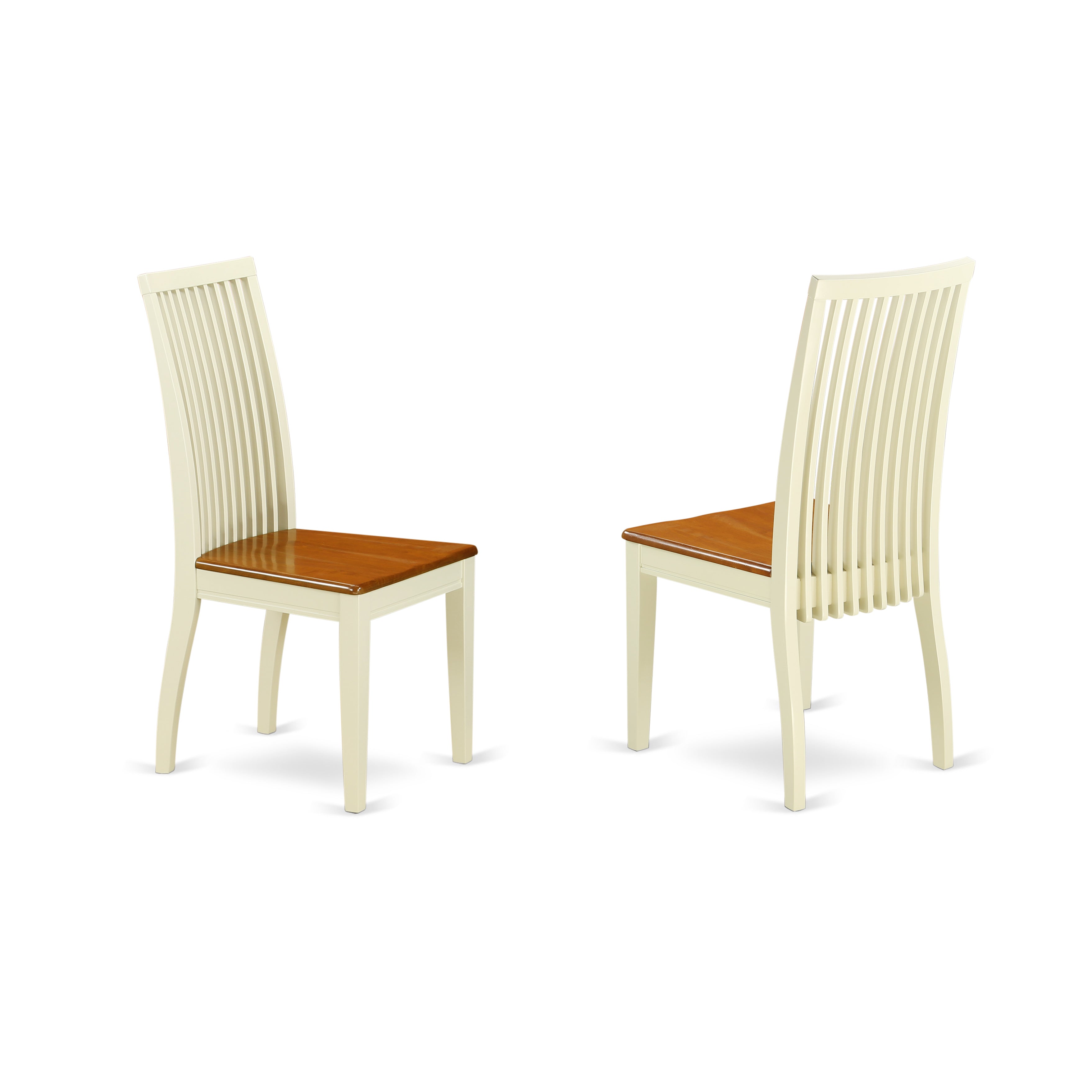 East West Furniture NDIP3-WHI-W 3Pc Dinette Set for Small Spaces Contains a Rectangle Table and 2 Dining Chairs with Rubberwood Seat and Slat Back, Buttermilk and Cherry Finish