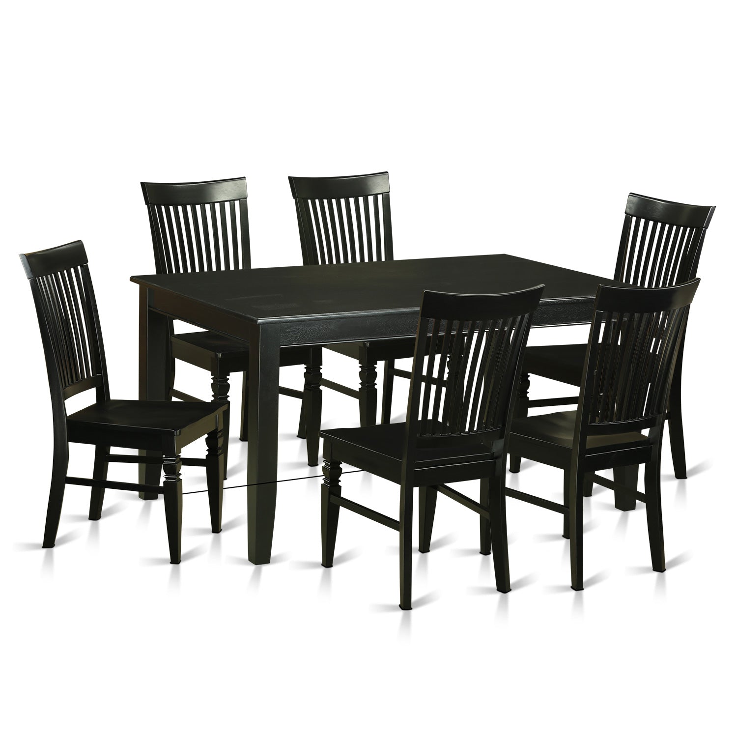 DUWE7-BLK-W 7 Pcs Dining room sets -Small Kitchen Table and 6 Dining Chairs