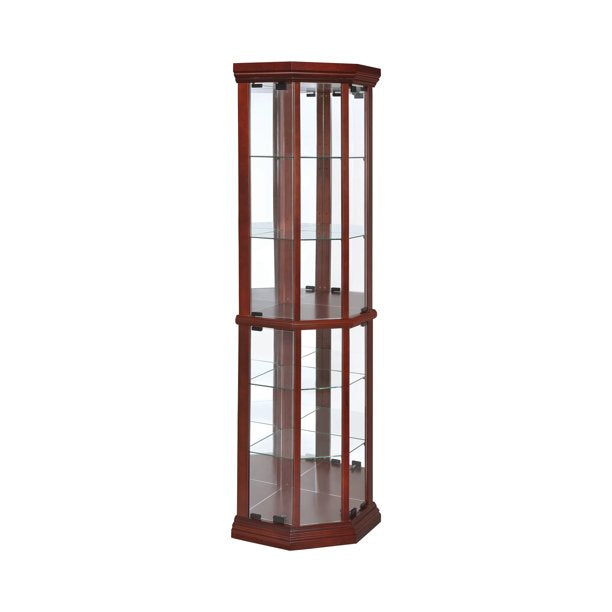 Traditional 6-Shelf Corner Curio Cabinet Medium Brown