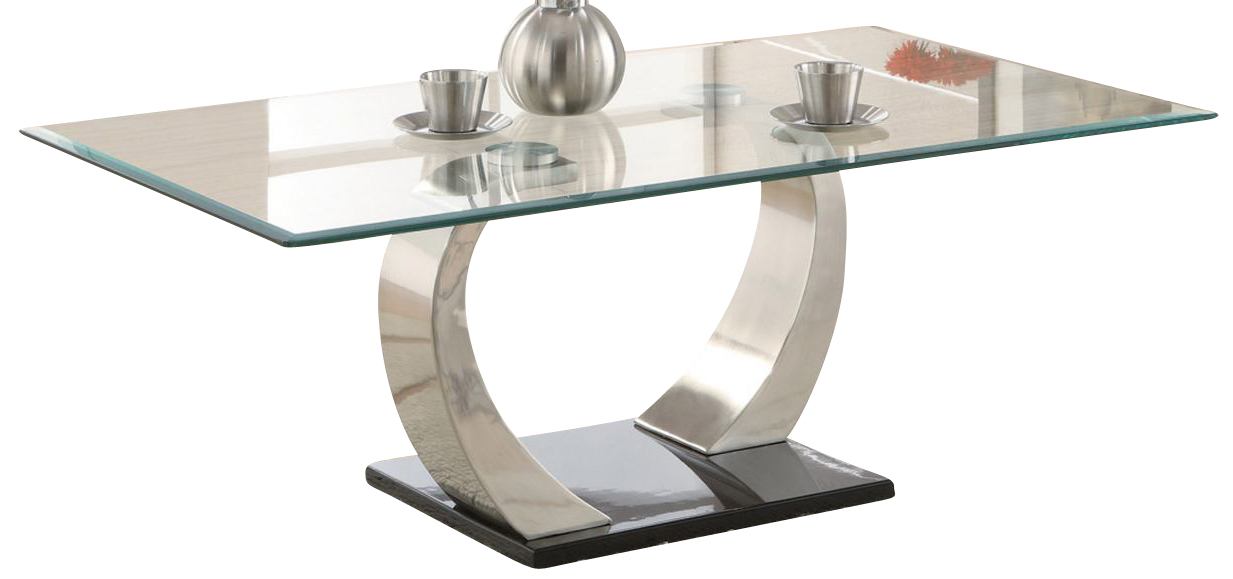 Contemporary Willemse Glass Top Coffee Table Clear And Satin