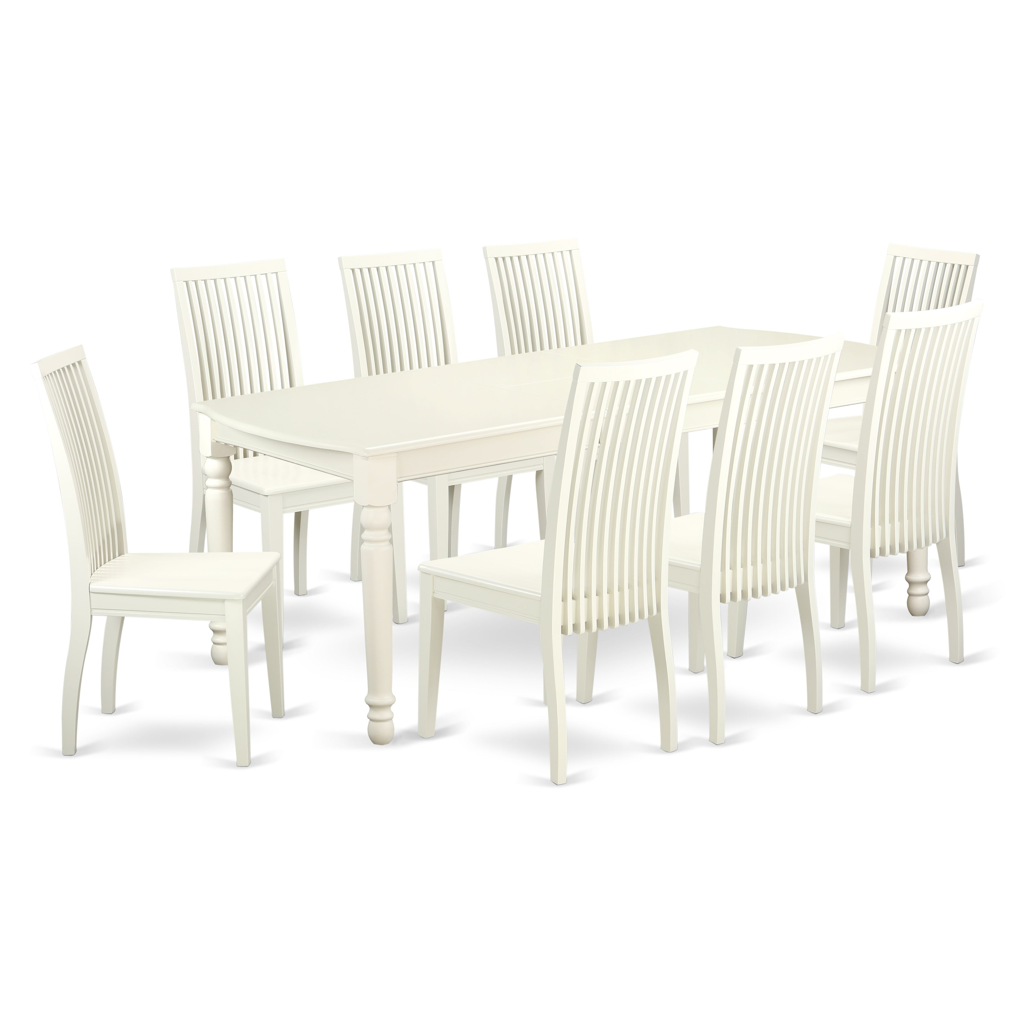 DOIP9-LWH-W 9 PC kitchen tables and chair set with one Dover dining table and 8 kitchen chairs in a Linen White Finish